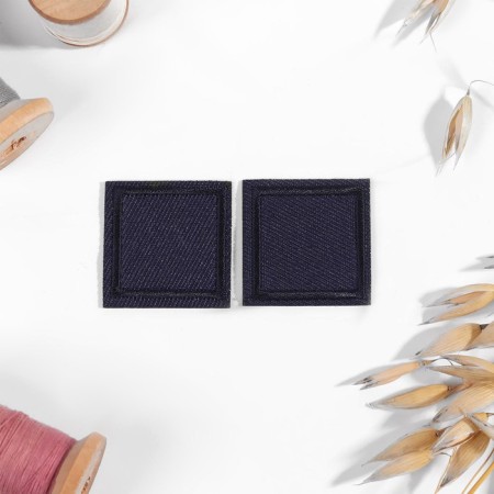 Clothing patch "Square", 2.6 × 2.6 cm, heat-mileyle, dark blue color-1