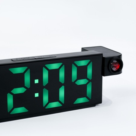 Electronic desktop watches, an alarm clock, a thermometer, with a projection, green numbers, 19.2x6.5cm-2