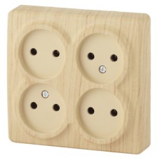4x2p socket, 16A-250V, IP20, OU, era expert, pine