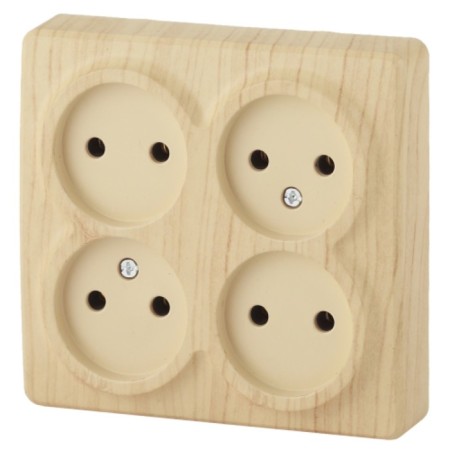 4x2p socket, 16A-250V, IP20, OU, era expert, pine