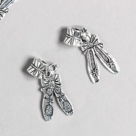 Bale with suspension metal for creativity "Ballet shoes" silver 3 cm