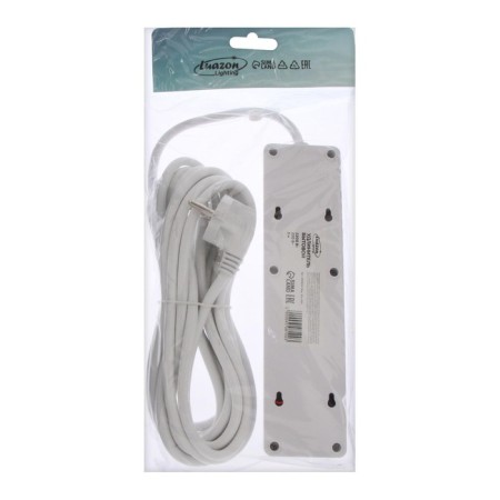 Extension cord Luazon Lighting, 3 sockets, 5 m, 10 A, 2200 W, 2x0.75 mm2, 2xUSB, with excavation, b-6