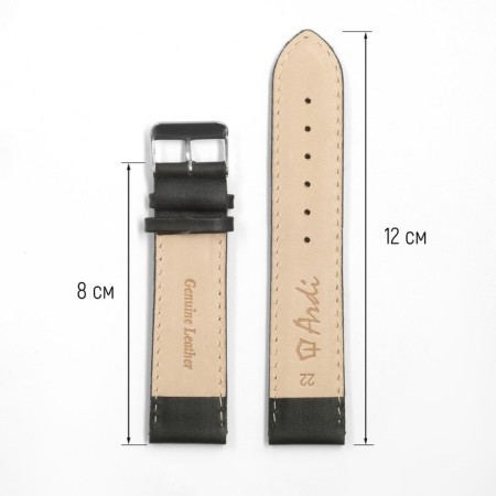 Watch strap, 22 mm, harness 80 mm, larynx 120 mm, genuine leather, black-1