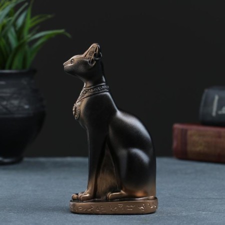 Figure "Egyptian cat" 13x7cm, bronze/marble baby-1