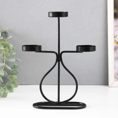 Summary metal for 3 candles "bottle" d = 4 cm black 15.5x6x21 cm-1