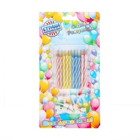 Unsuched candles for the spiral cake, set: 10 pcs and 10 stands-6