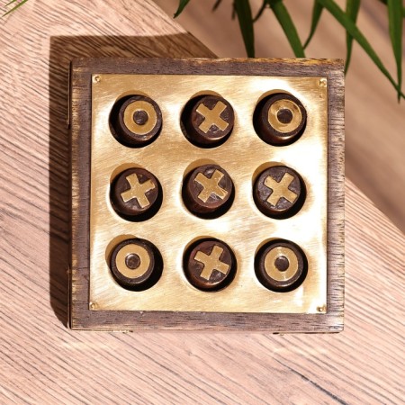 Game desktop "Cross-cuts" 10x10 cm, tree shisham, brass-4