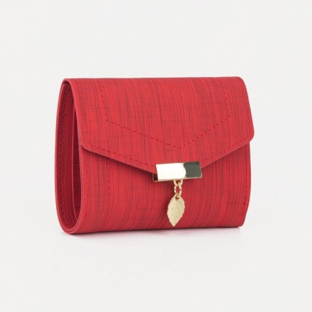 Women's wallet on the button, red color