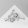 Brooch "Flowering Branch", white-gray color in silver