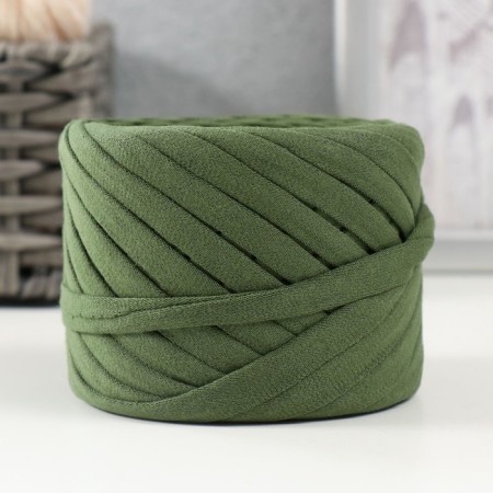 Knitted yarn set No. 12.4x30 m, width 7-9 mm, 100 g (gray-blue, jeans, olive, olive light)-1