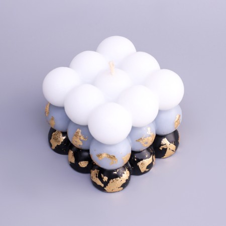 Figure Aromatic candle with a whip "Babble Cube", 6 cm, white-black, skin and cookies-3