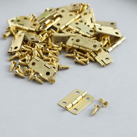 Loop for a casket metal with rounded corners gold + screws set 25 pcs 1.6x1.3 cm