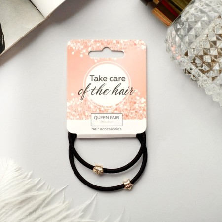 Hair elastic band "Berta" (set 2 pcs) stars, black