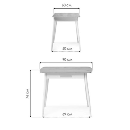 Wooden Revari table Metal, Eureka/White 60x90x76 cm-6