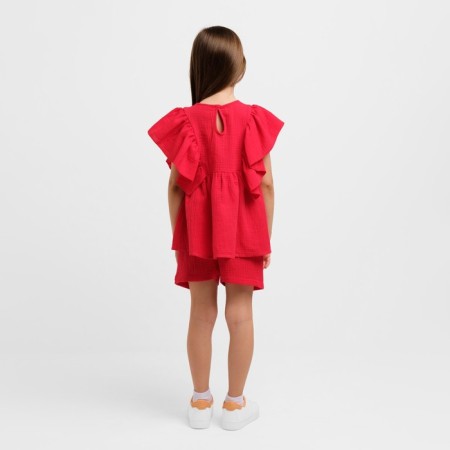 Kit for girls (blouse, shorts) minku red color, height 116-2
