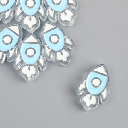 Bead for creativity plastic "Blue rocket" 0.8x2.2x3.2 cm-1