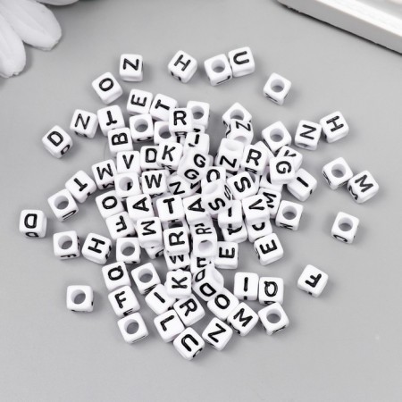A set of beads with English letters "Astra" 6x6 mm, 150 pcs/pack