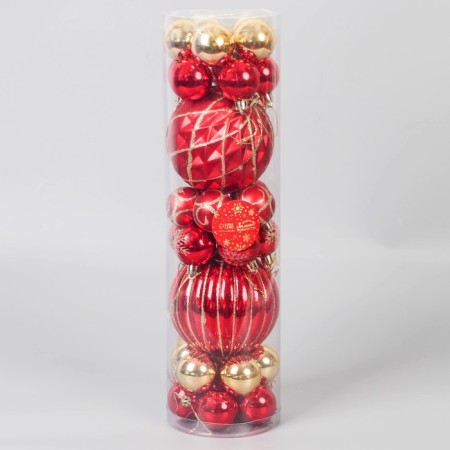 Set of balls plastic D-4 and 10 cm, 32 pcs "carnival" red gold-1