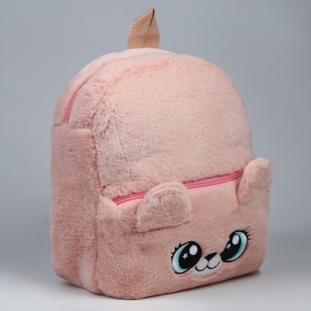 Baby backpack for the girl "Bear", plush, beige color-1