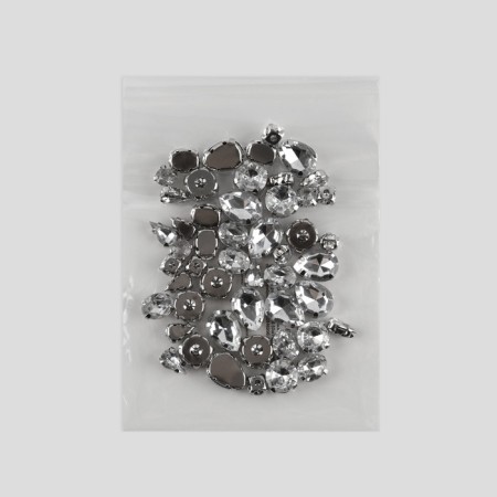 Rhinestones in assortment (nab 50pcs price for nab) plastic silver au-6