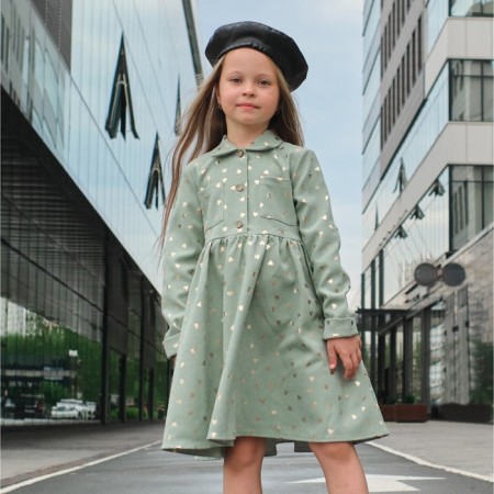 Платье детское KAFTAN "Сердечки", р. 32 (110-116), зеленый-6