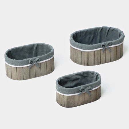 A set of handmade interior baskets LadOM, oval, 3 pcs, size: 20 × 11 × 9 cm, 23 × 15 × 10 cm, 28 × 19 × 11 cm-6