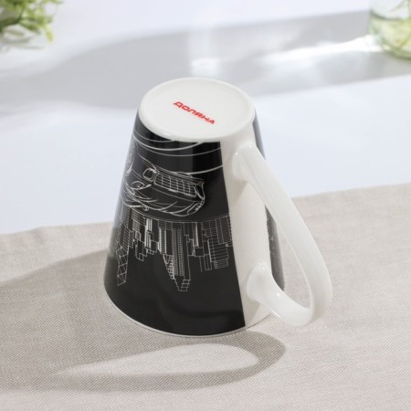 Porcelain share mug "Machine", 310 ml, black color-3