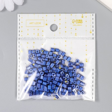 Cube glass 4x4 mm "metallic. Bright blue" set 20 g-2