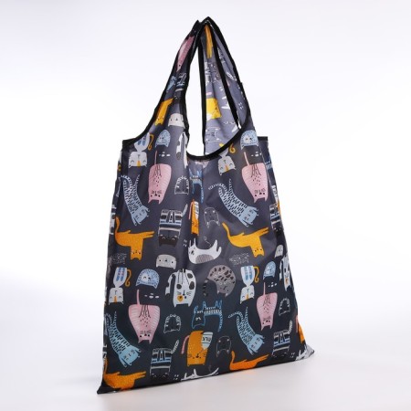 Household bag without fastening, black color/multi -colored-1