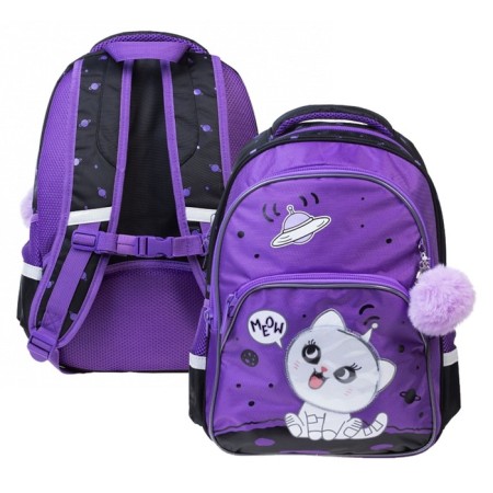 School backpack 41 x 29 x 16 cm, ergonomic back, Hatber Easy "Universe in paws" NRK_88065