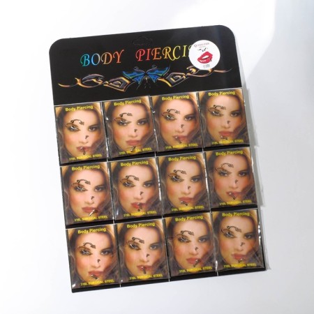 Pierce Set "Trio" into an eyebrow, nose, labret, silver color-2