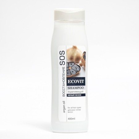 Hair shampoo Ecoandvit SOS "Strengthening, Black garlic" with argan oil, 400 ml