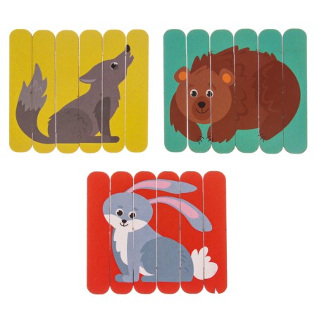 Puzzle. Collect 6 pictures "Forest", bilateral sticks-3