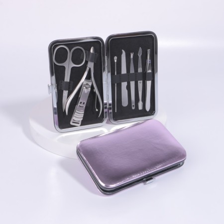 Manicure set "Metallic", 8 items, in case, pink color-2