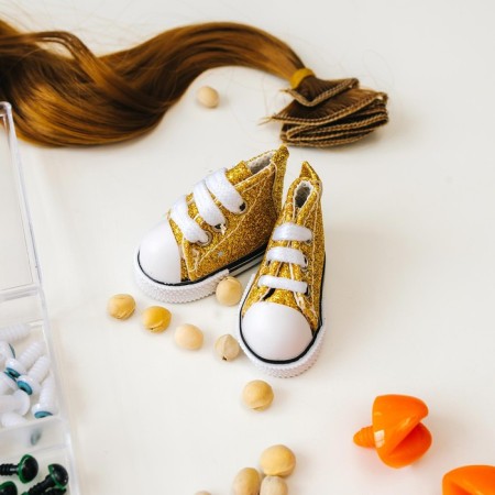 Sneakers for puppets "Terrious", sole length: 5 cm, gold color-2