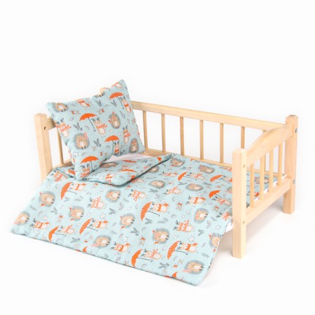 Puppet bed “deer, hedgehogs”, x/b: sheet, blanket 46 × 36 cm, pillow 23 × 17 cm