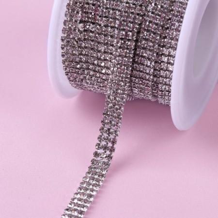 Chain with rows, 3 rows, metal, glass, 6 mm, 4.5 ± 0.5 m, silver color-2