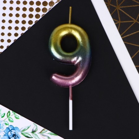 Candle for the cake, number "9", 10 x 3.5 cm.-2