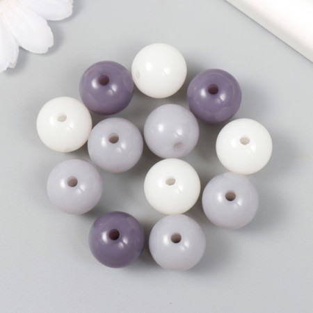 Plastic beads "from white to gray" glossy set 25 grams mix d = 1.6 cm