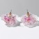 Earrings plastic "Flowers" wavy, white-pink color