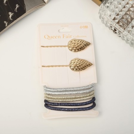 Hair set "Liora" (6 elastic bands, 2 invisibility 5.5 cm) leaflets
