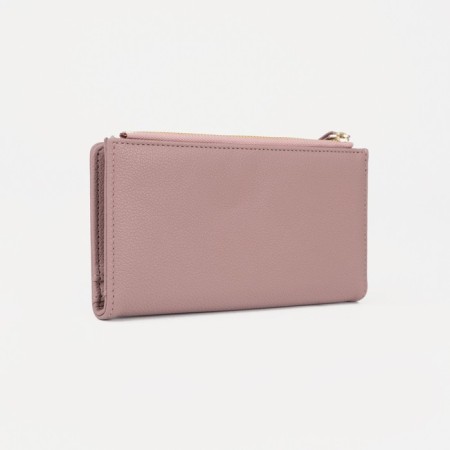 Women's wallet on the button, pink color-1