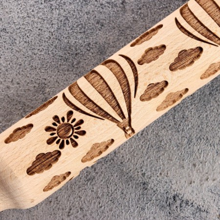 Carved rocking with patterns "Balloons" for baking, Beech, 40 mm × 350 mm-1