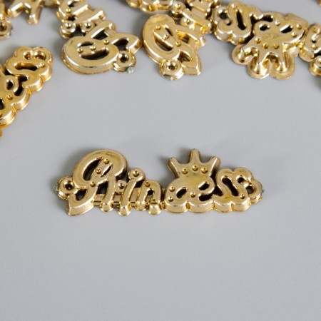 Connector for creativity plastic "Princess" gold with rhinestones 1.4x4.0.3 cm
