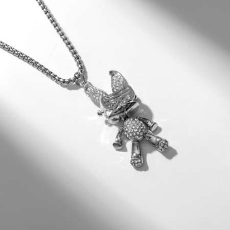 Pens "hare" with glasses, white color in silver, 70 cm