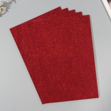 A set of glitter foamiran (5 sheets) 2 mm, 20x30 cm, dark red