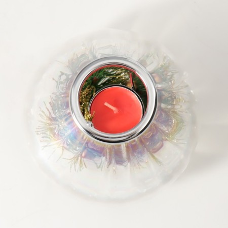 Glass candlestick, metal for 1 candle "Drop" MIX D-4 cm 14x14 cm-3