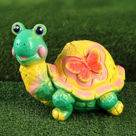Garden figure "Turtle with a butterfly" 19cm-1