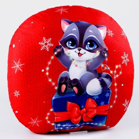 New Year's pillow round "Raccoon with a gift", for the New Year-3