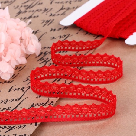 Capricon lace, 12 mm × 10 ± 1 m, red color